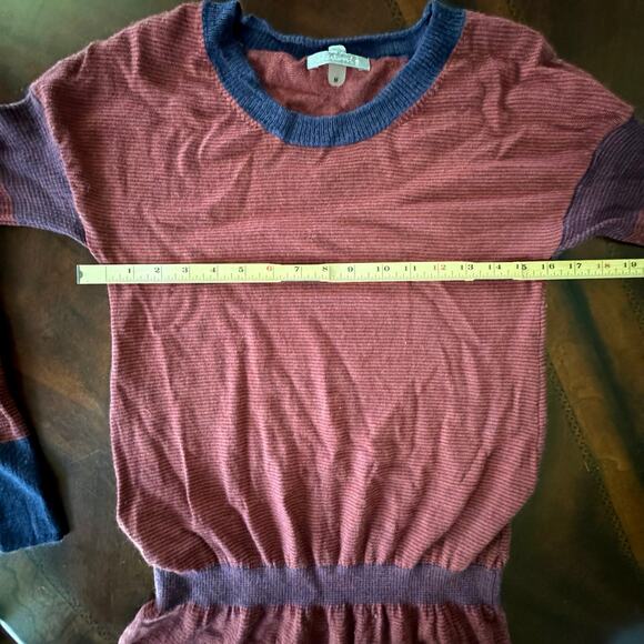 Smartwool Sweater Dress Womens Red Maroon Striped Long Sleeve Wool Blend Medium - Picture 6 of 8